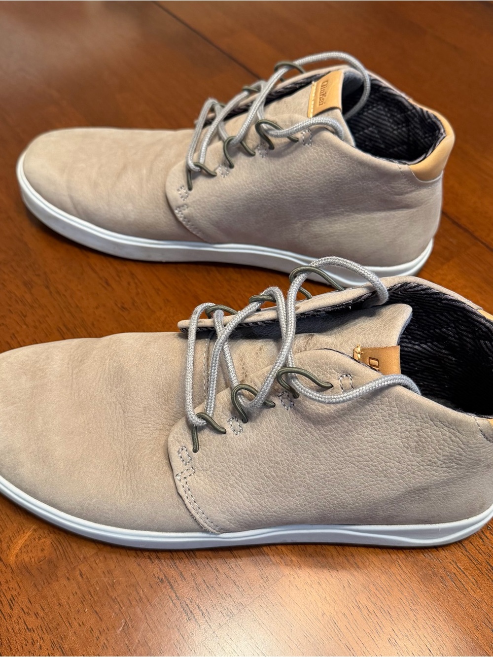 Olukai Nana Hele 10449-7B7B Men US 11 Beige Leather Lace-Up Ankle Chukka Boot - Picture 4 of 8